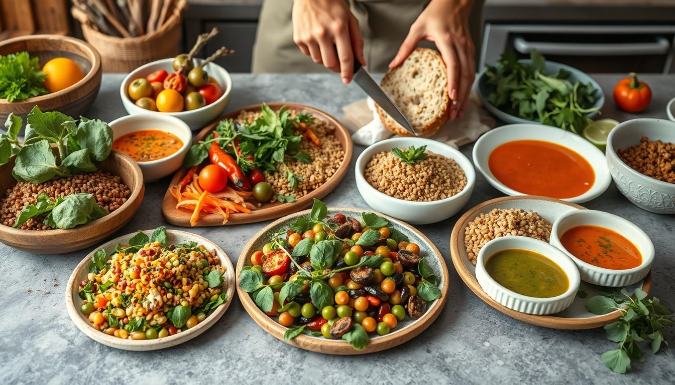 Ingredients prepared for a simple home dinner