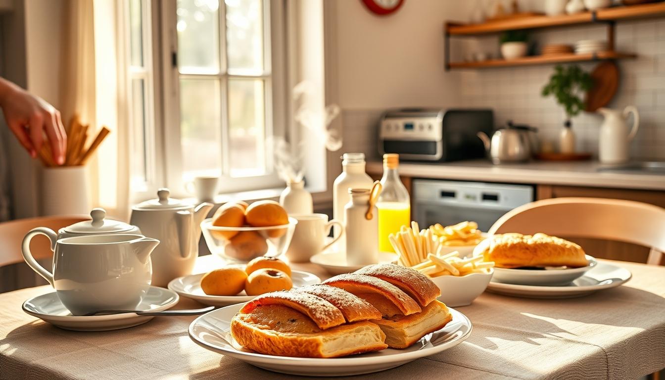 Measured baking ingredients prepared on a counter